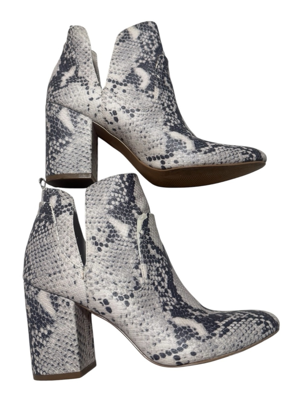 Steve Madden Snake Print Rookie Ankle Booties Chunky Heel Women's Size 8M